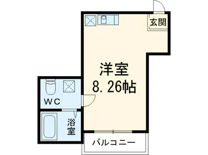 ベルハウス(ワンルーム/2階)の間取り写真