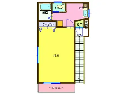 東京都新宿線 一之江駅 徒歩7分 2階建 築18年(1K/2階)の間取り写真