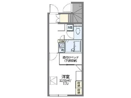 レオパレスセレッソ静波(1K/1階)の間取り写真