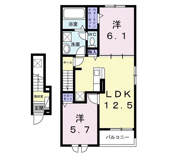 グリーンハイツ加茂Ⅱ(2LDK/2階)の間取り写真