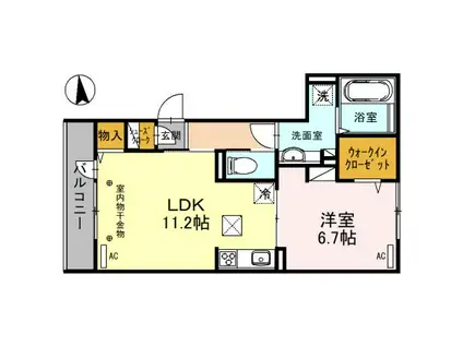フェリーチェTAKASAKI(1LDK/1階)の間取り写真