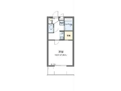 レオネクストヒルクライム(1K/3階)の間取り写真