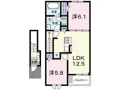 フォーリストⅣ(2LDK/2階)の間取り写真