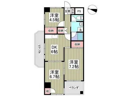 リバーサイド東信(3DK/8階)の間取り写真