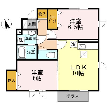 セジュール下瀬谷E棟(2LDK/1階)の間取り写真