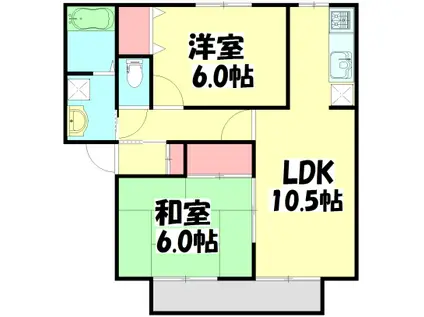 グランドハイツ(2LDK/1階)の間取り写真