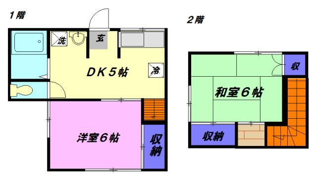 第五さつき荘(2DK)の間取り写真