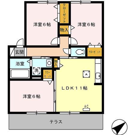 エスポワール 33(3LDK/1階)の間取り写真