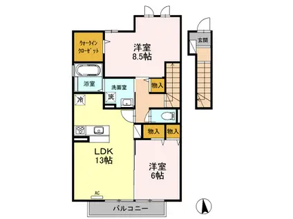 サニーサイド聖蹟Ⅱ(2LDK/2階)の間取り写真