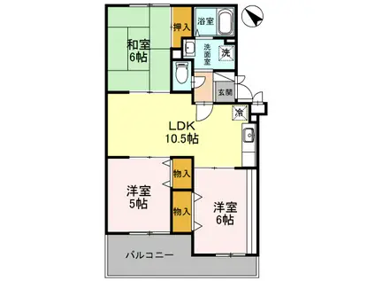 ヴァンベール(3LDK/3階)の間取り写真