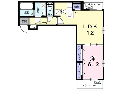 グラン ビレッジ ウー Ⅱ(1LDK/1階)の間取り写真