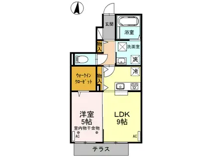 リヴェールヴィラ(1LDK/1階)の間取り写真