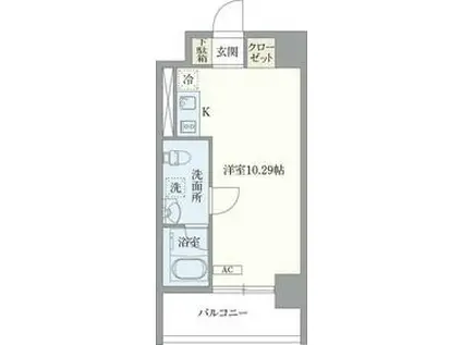 オープンブルーム東新宿(ワンルーム/4階)の間取り写真
