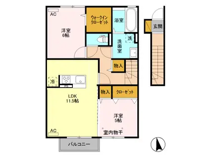 スペチアーレⅡ(2LDK/2階)の間取り写真