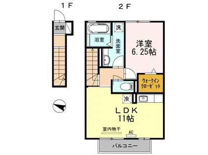 ステラII(1LDK/2階)の間取り写真