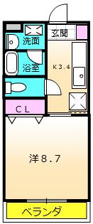 ドミールシャルマン(1K/3階)の間取り写真