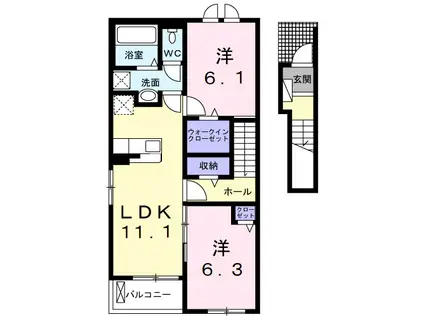 カンプ・ノウA棟(2LDK/2階)の間取り写真