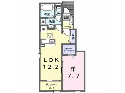 エスペランサA(1LDK/1階)の間取り写真