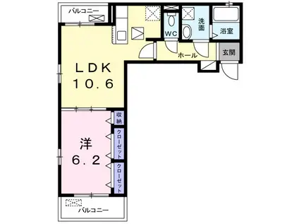 ミュゼⅢ(1LDK/1階)の間取り写真