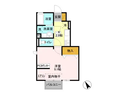 サンマリンVIII(1K/1階)の間取り写真