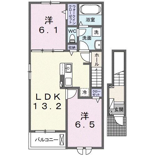 モデルノⅢ(2LDK/2階)の間取り写真