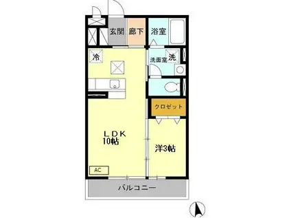 サクセスⅢ(1LDK/1階)の間取り写真