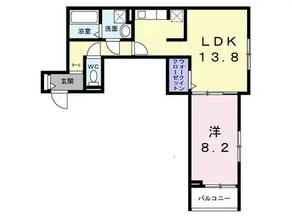 サニーレジデンス高槻本町(1LDK/2階)の間取り写真