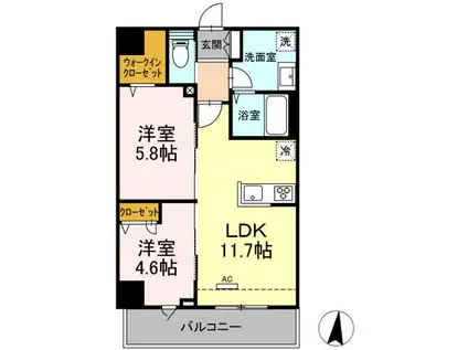 GRAND SOLEIL(2LDK/4階)の間取り写真