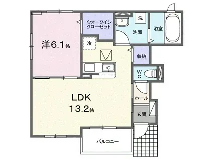 メゾン ミモザⅡ(1LDK/1階)の間取り写真
