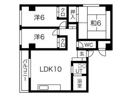 御園第5マンション(3LDK/3階)の間取り写真