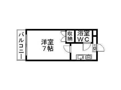 上島メロウハウス(1K/1階)の間取り写真