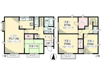 小田急電鉄小田原線 新百合ケ丘駅 バス乗車時間：17分 王禅寺中央中学校前バス停で下車 徒歩2分 2階建 築31年(4LDK)の間取り写真