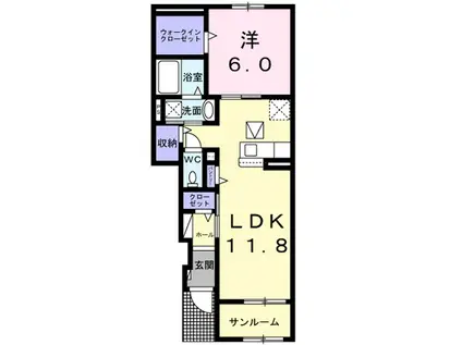 宜野座村惣慶アパート(1LDK/1階)の間取り写真