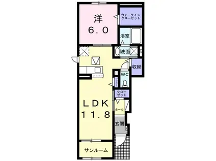 宜野座村惣慶アパート(1LDK/1階)の間取り写真