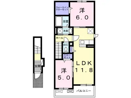 宜野座村惣慶アパート(2LDK/2階)の間取り写真