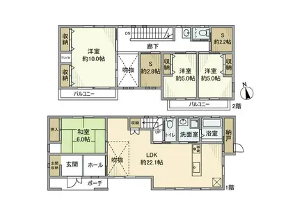 東海道本線 岡崎駅 徒歩14分 2階建 築16年(4SLDK)の間取り写真