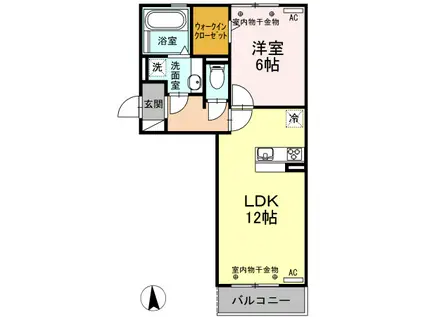 ブリーゼ B棟(1LDK/2階)の間取り写真