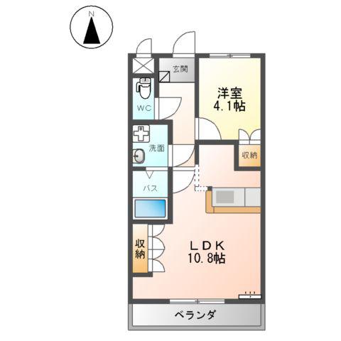 エスポアール(1LDK/2階)の間取り写真
