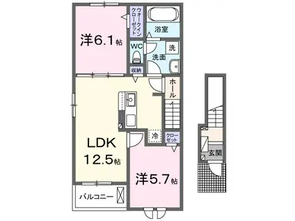 東海道本線 二川駅 徒歩36分 2階建 新築(2LDK/2階)の間取り写真