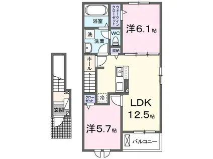 東海道本線 二川駅 徒歩36分 2階建 新築(2LDK/2階)の間取り写真