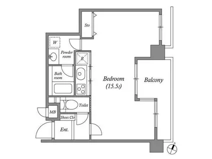 白金台アパートメント(ワンルーム/4階)の間取り写真