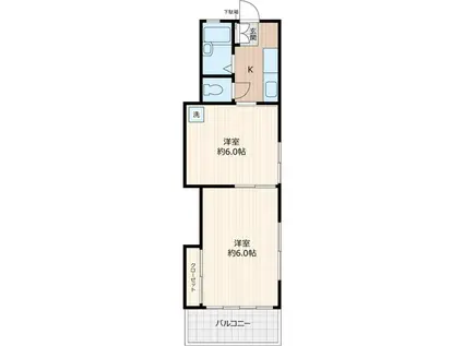 グリーンパレス毛呂(2K/2階)の間取り写真