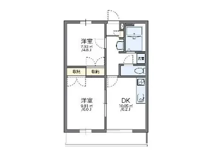 レオパレスぽてとⅡ(2DK/2階)の間取り写真