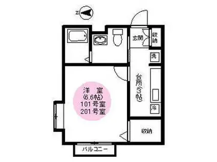 プレ・デ・ガール百合丘(1K/1階)の間取り写真