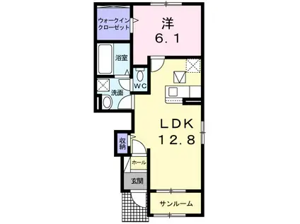 テルース(1LDK/1階)の間取り写真