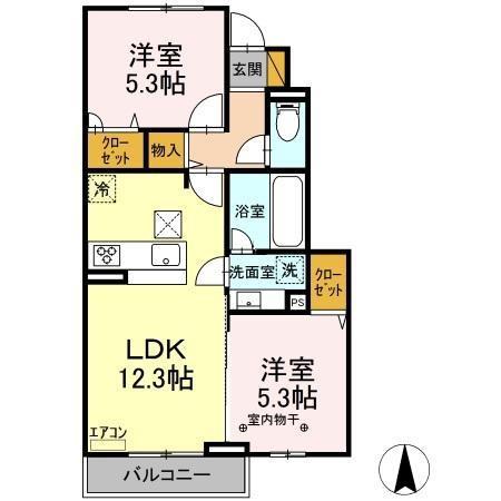 ペアージュ Ⅰ(2LDK/1階)の間取り写真