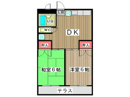 ROCKY都賀(2DK/1階)の間取り写真