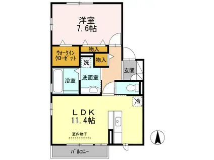 アモール(1LDK/2階)の間取り写真