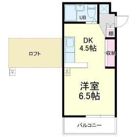 上島ロイドアパートB棟(1DK/2階)の間取り写真