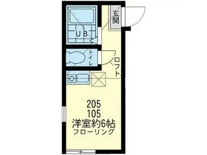ユナイト浅田ジルベルトの杜(ワンルーム/2階)の間取り写真